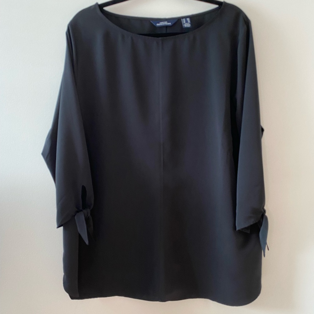 LANDS’ WOMAN’S LIGHTWEIGHT BLACK TUNIC 3/4 TIE SLEEVE - Size 18w